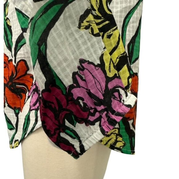 Roberta Roller Rabbit Lightweight Cotton Blouse V-Neck Floral 3/4 Sleeve Size XS - Picture 4 of 9